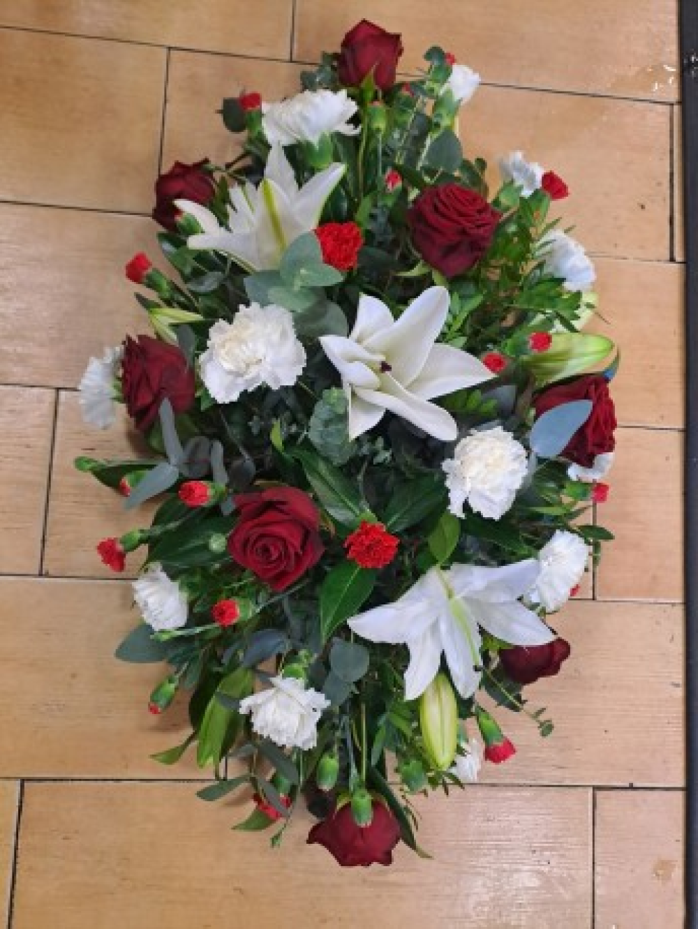 Lily & Rose Casket Spray - Red & White Product Image